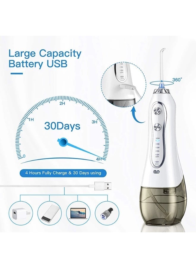Elite Series Rechargeable Electric Water Flosser - 360° Deep Clean Oral Irrigator with 8 Professional Nozzles & Travel Bag - IPX7 Waterproof - Ultimate Dental Hygiene System - Image 4